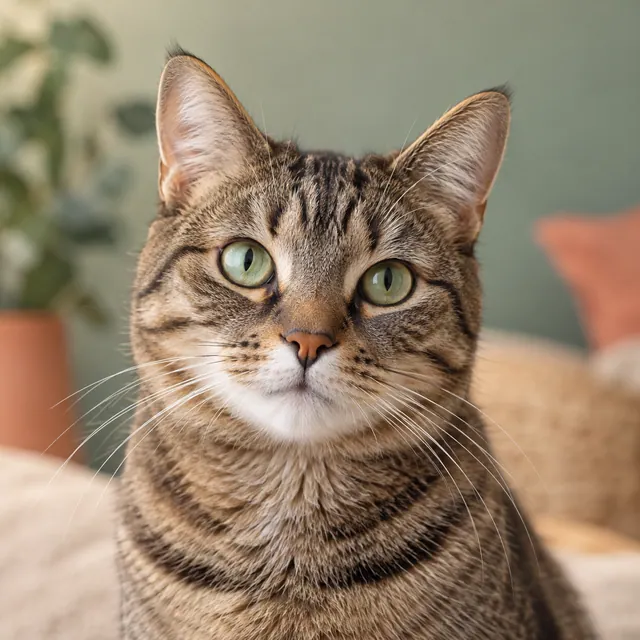 Chat tigré aux yeux verts — illustration