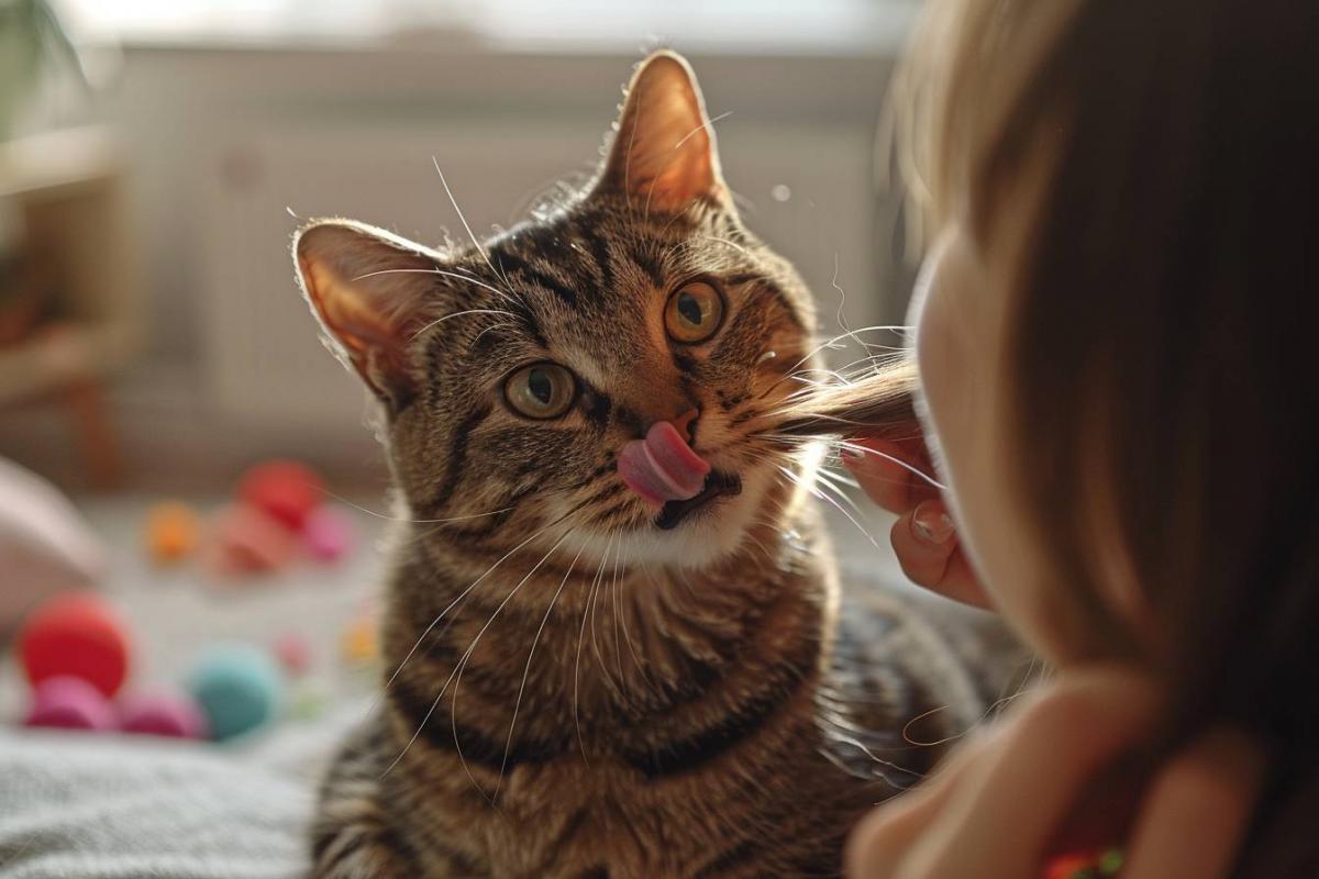 Pourquoi mon chat léchouille-t-il mes cheveux ?
